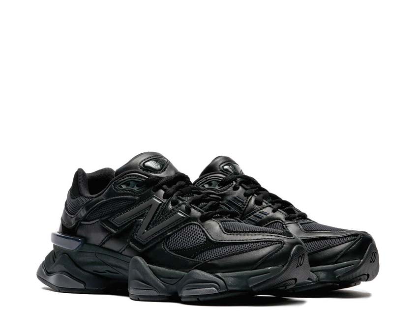 New Balance 9060 Black Seitenansicht — Mesh Obermaterial mit Overlays