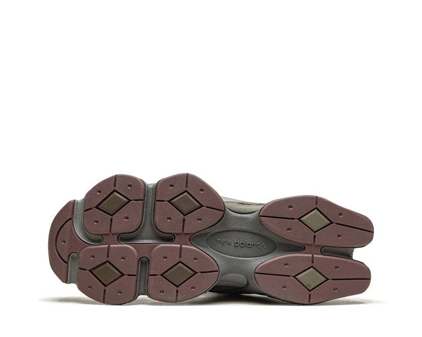 Detail — New Balance 9060 Wildleder Mesh braun Erde Applikationen