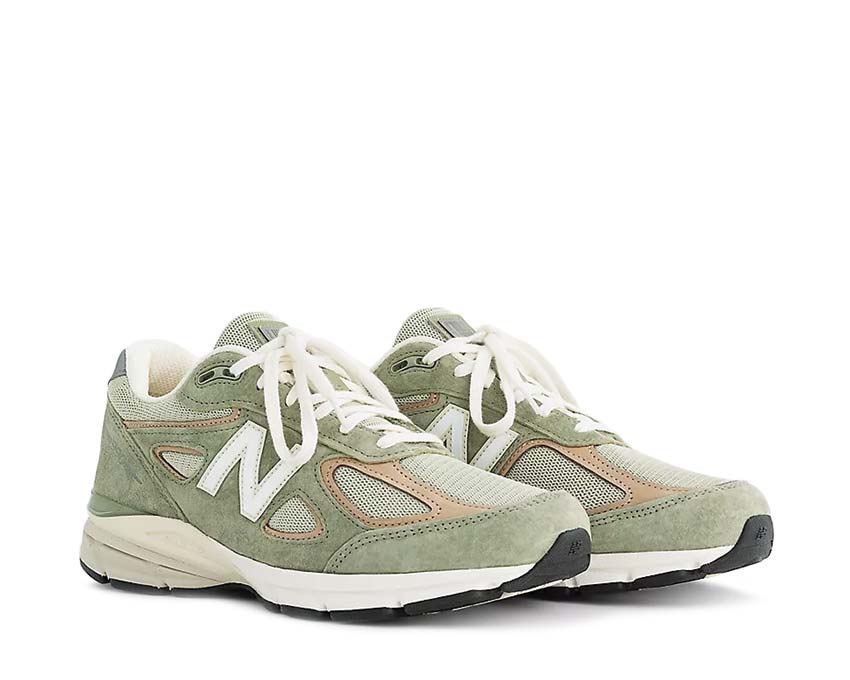 New Balance 990v4 Olive Incense Made in USA vue latérale — tige daim mesh olive kaki