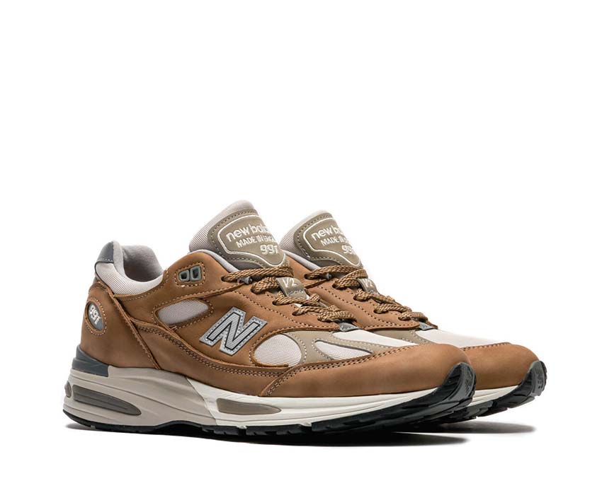 New Balance 991 V2 Made in UK Coco Mocca vue latérale — construction Made in England