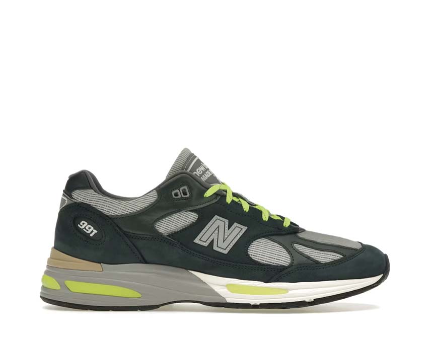 New Balance 991v2 Patta Sea Moss — sneaker unisexe collab made in UK