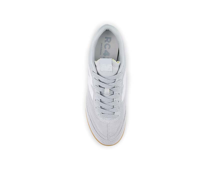 New Balance RC42 Granite White détail — finitions cuir et logo N