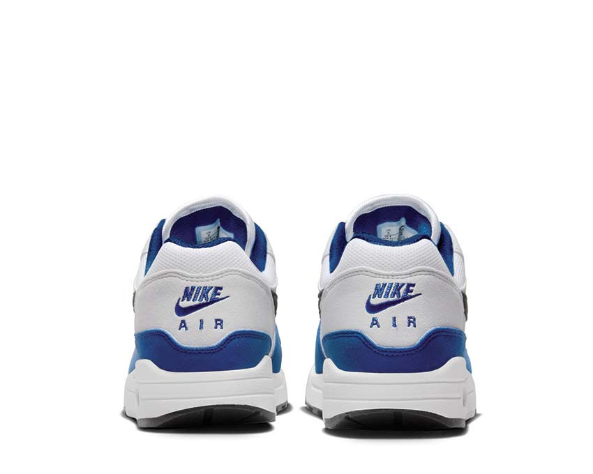 Nike Air Max 1 White Black Sohle — sichtbares Air Max Deep Royal Dämpfung