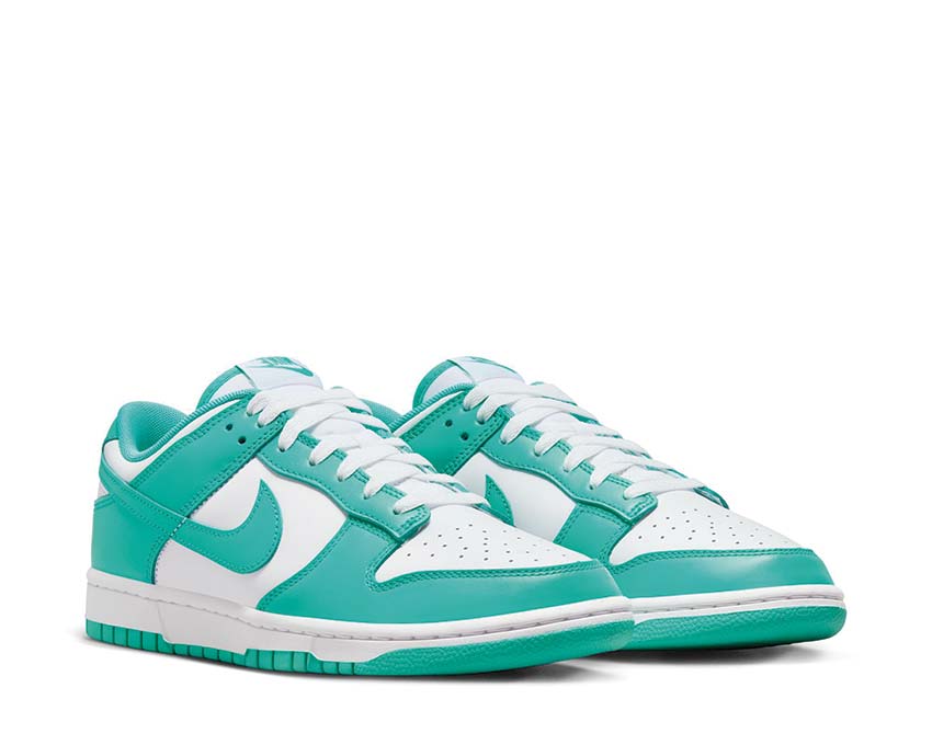 Nike Dunk Low Retro White Seitenansicht — glattes Leder Clear Jade