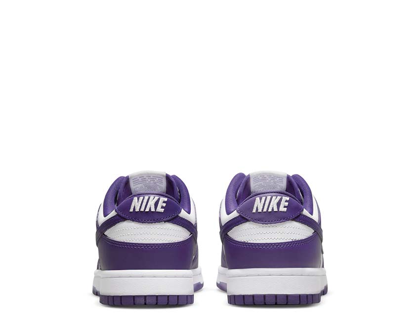 Nike Dunk Low Retro White Court Purple Orange Sohle — orangefarbene Gummisohle