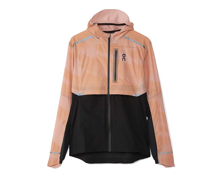 On Weather Jacket Lumos Woodrose Black — veste running imperméable femme On Running