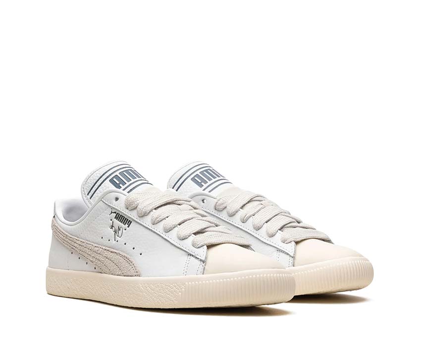 Puma X Rhuigi Clyde Q3 Pristine Sedate Gray vista lateral — ante y cuero premium