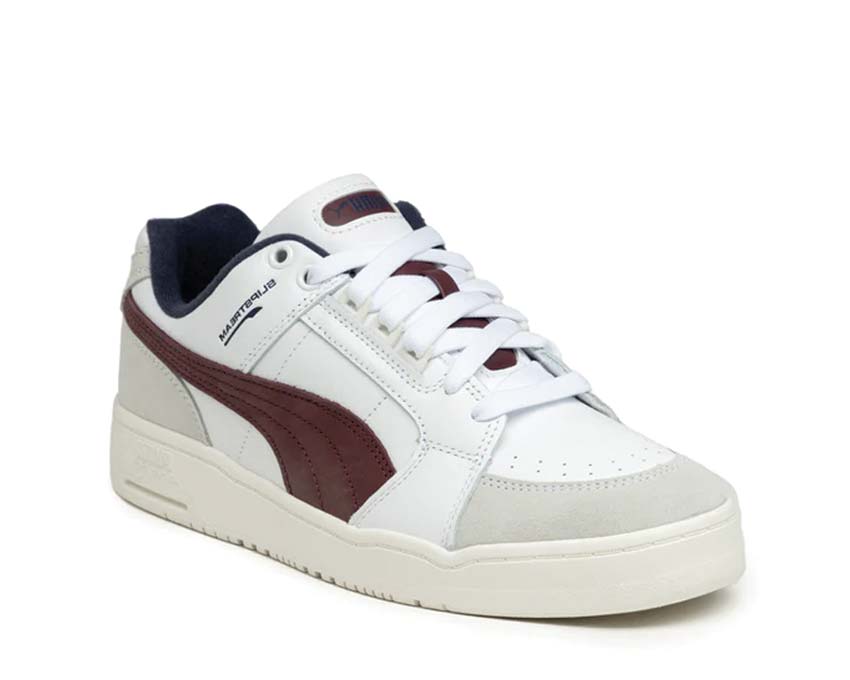 Puma Slipstream Lo Retro White Regal Red vista lateral — cuero liso y rojo