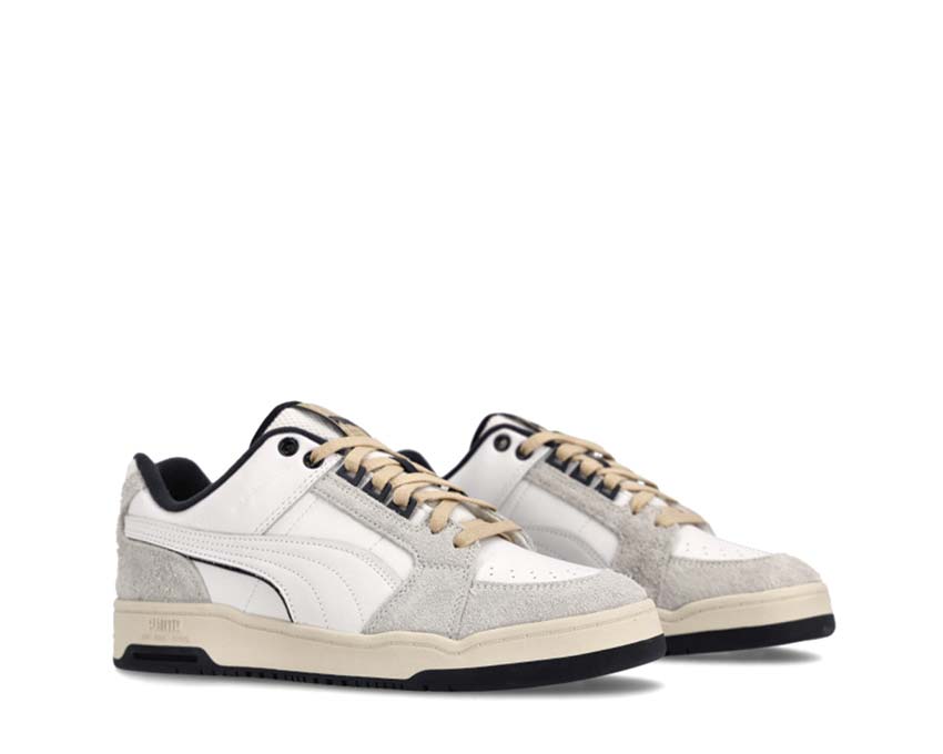 Puma Slipstream Lo Service Line White Navy vue latérale — cuir lisse bicolore