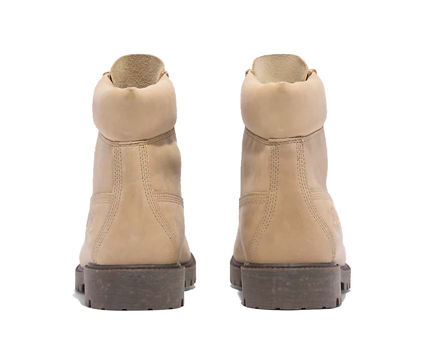 Timberland Heritage 6 Inch Lace Waterproof Beige Grey detalle — cordones redondos logo