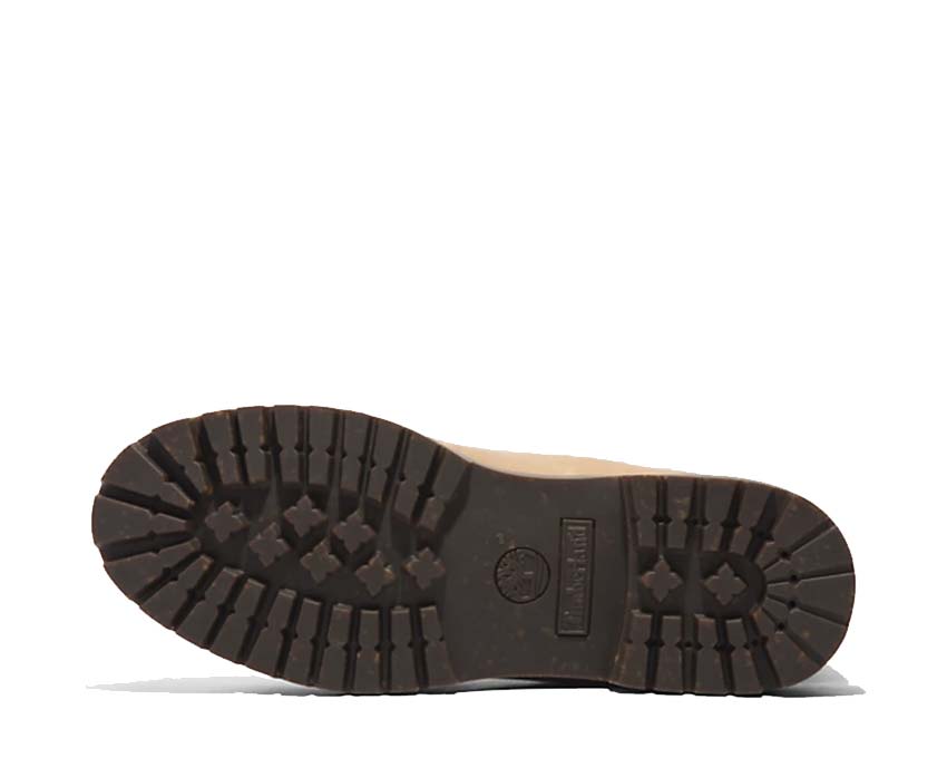 Timberland Heritage 6 Inch Lace Waterproof Beige Grey detalle — caña cuero premium
