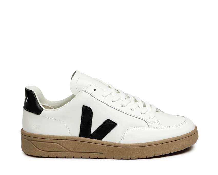 Veja V-12 Extra White/Black — Herren-Sneaker umweltfreundliches Leder