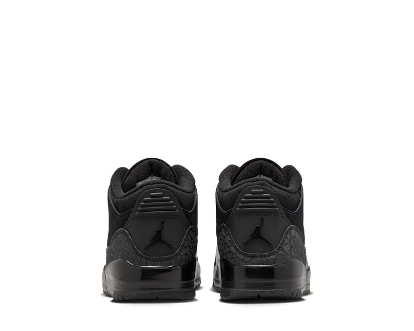 Jordan 3 Retro Black Cat PS détail — cuir noir elephant print Jordan