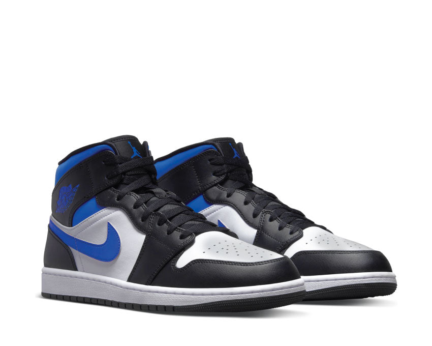 Jordan Air Jordan 1 Mid White Racer Blue vue latérale — cuir lisse homme