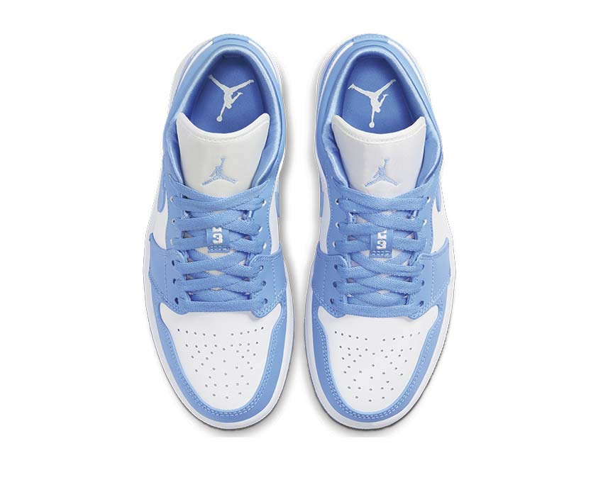 Jordan Air Jordan 1 Low University Blue White Detail — Leder Blau University Blue