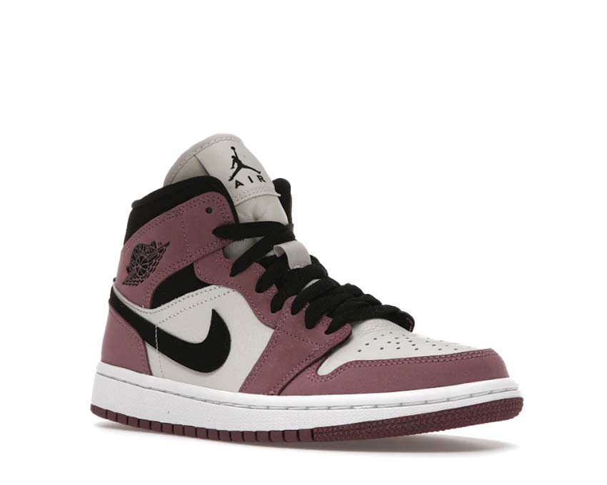 Air Jordan 1 Mid SE Light Mulberry Seitenansicht — violettes Leder Mulberry Mid SE