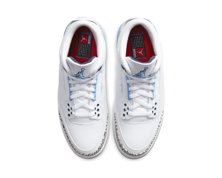 Jordan Air Jordan 3 Retro UNC White Valor Blue Tech Grey detalle — cuero elefante gris Tech Grey