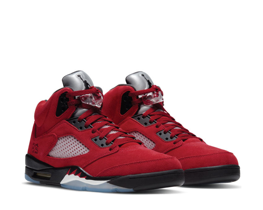 Jordan Air Jordan 5 Retro Varsity Red vue latérale — mesh et suède