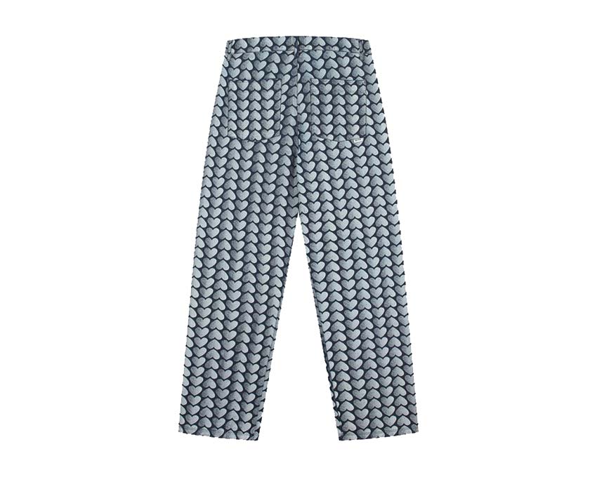 Arte Jean Allover Heart Pants Denim Seitenansicht — gewaschenes Denim bedruckt