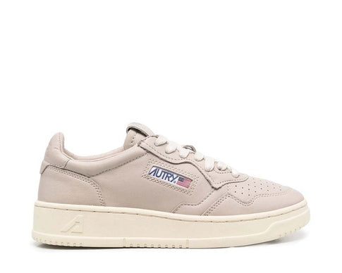 Autry Medalist Low Goat Grey — Damen-Sneaker aus elegantem Körnerleder