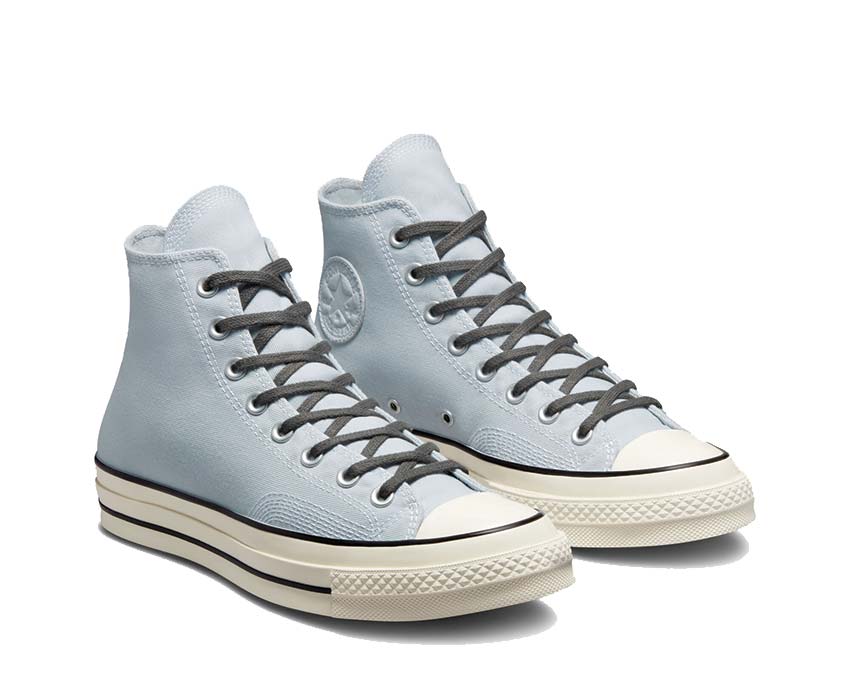 Converse Chuck 70 Hi Ghosted/Cyber Green vista lateral — bicolor gris y verde eléctrico