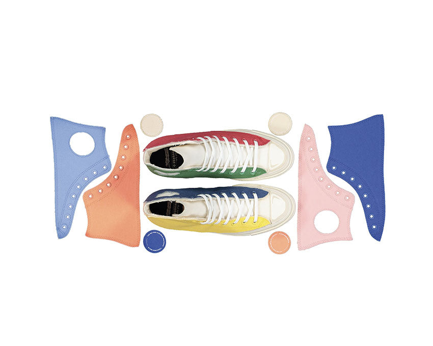 Converse X Joshua Vides CT70 White/Black détail — patch talon et intérieur illustré