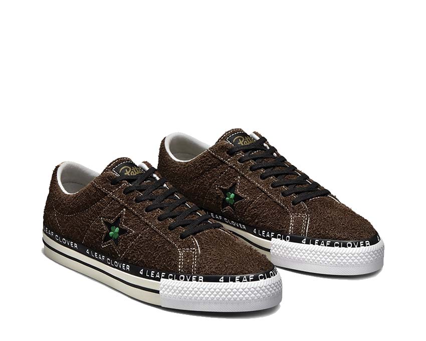 Converse x Patta One Star Pro Java/Burnt Olive Seitenansicht — Wildleder Olive und Stern-Logo