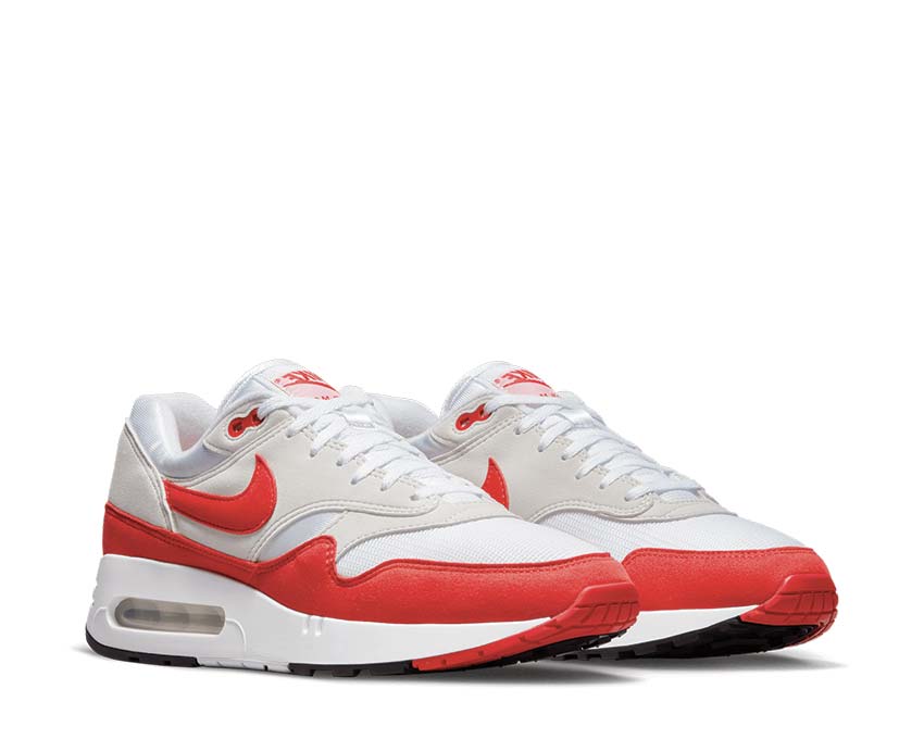 Nike Air Max 1 86 OG White University Red vue latérale — nylon et cuir