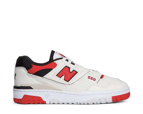 New Balance 550 Sea Salt/True Red — Herren Sneaker Basketball Vintage Leder