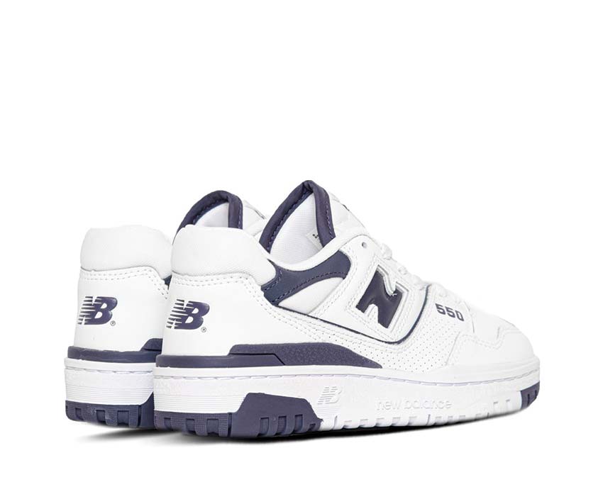 New Balance 550 W White/Navy Sohle — Basketball Vintage Cupsole