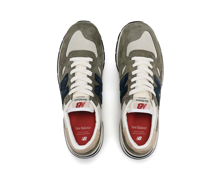 New Balance 990 V1 Grey/Blue détail — mesh et empiècements bleu