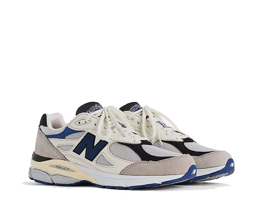 New Balance 990 White/Blue Seitenansicht — Mesh Obermaterial und ENCAP