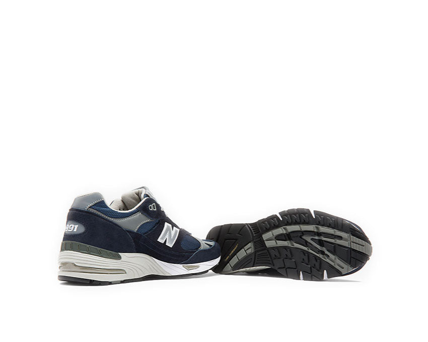 New Balance 991 Navy détail — tige suède et mesh respirant