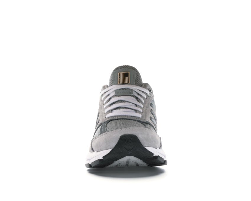New Balance 990 GL5 Gris detalle — materiales ante y mesh transpirable