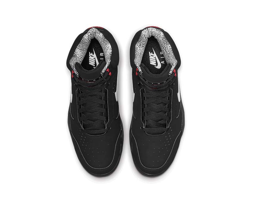 Nike Air Flight Lite Mid Black White Varsity Red detalle — parte superior de cuero alto