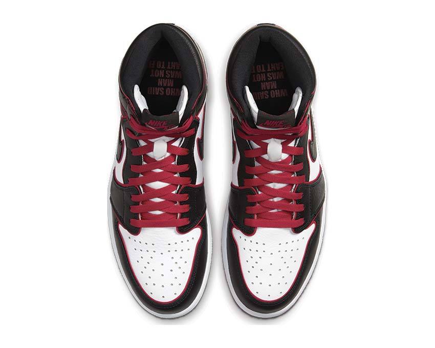 Jordan Air Jordan 1 Retro High OG Bloodlines Black Gym Red White détail — cuir rouge Gym Red