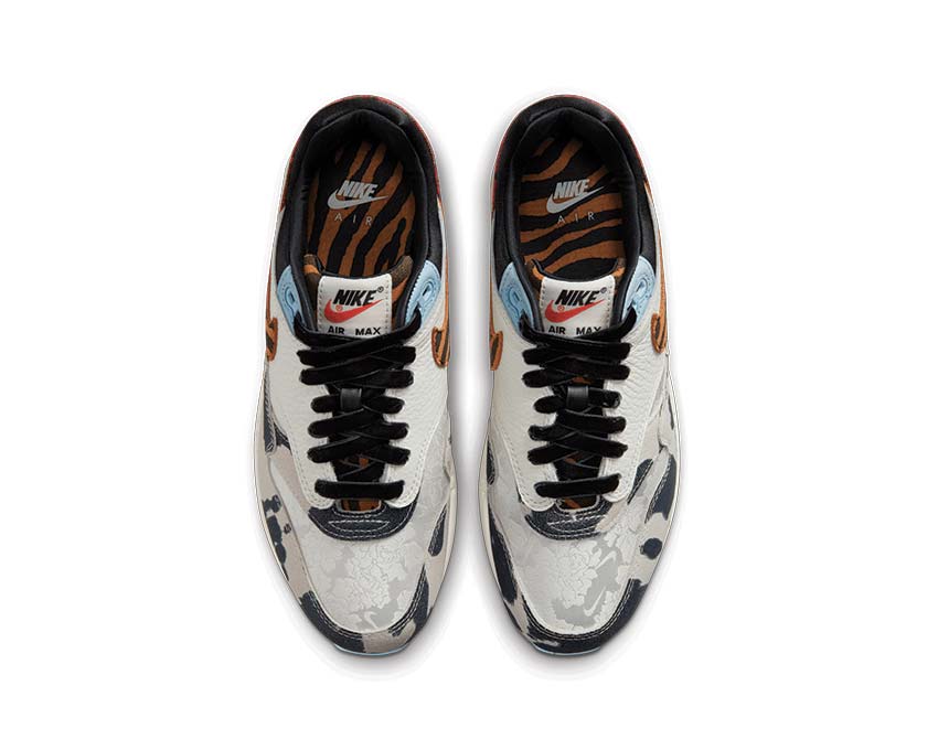 Nike Air Max 1 '87 Sail Black Celestine Blue Detail — zweifarbiger Leder-Schaft