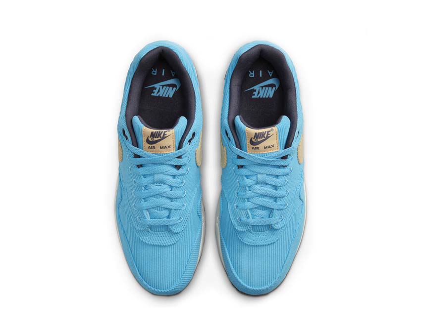 Nike Air Max 1 PRM Baltic Blue Sesame Gridiron détail — tige cuir premium