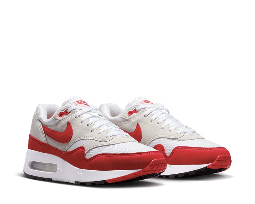 Nike Air Max 1 86 W White University Red vue latérale — nylon et cuir