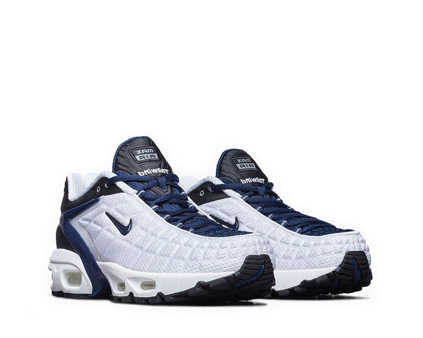 Nike Air Max Tailwind V SP White Midnight Navy vista laterale — mesh tecnico
