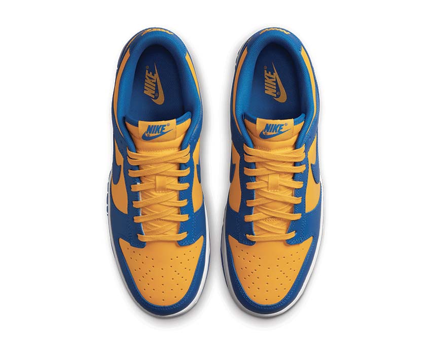 Nike Dunk Low Retro UCLA Blue Jay University Gold détail — tige cuir bicolore