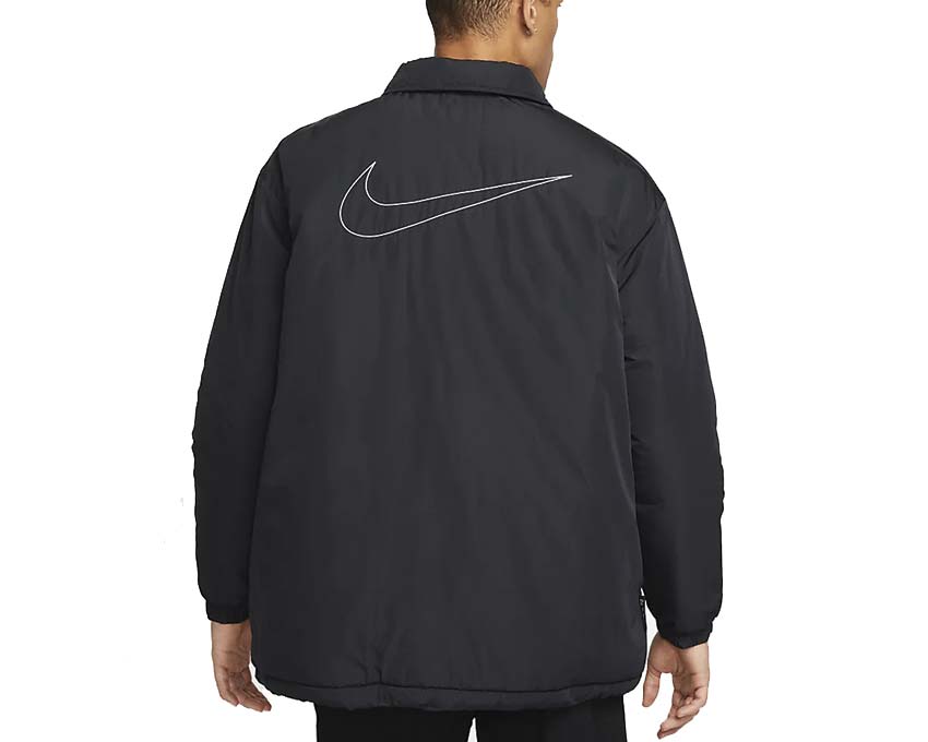 Nike NSW Circa Filled Jacket Black — détail col et zip NSW