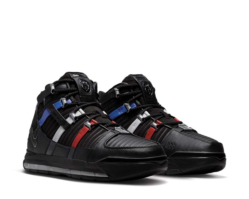 Nike Zoom Lebron 3 Black Metallic Silver side view — synthetic leather Lebron
