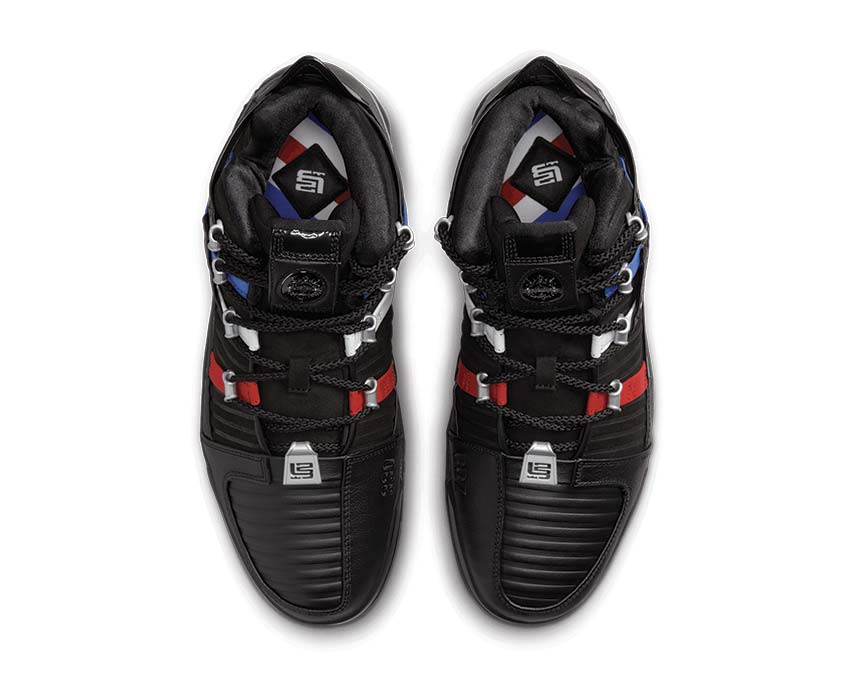 Nike Zoom Lebron 3 Black Metallic Silver detail — black synthetic leather upper
