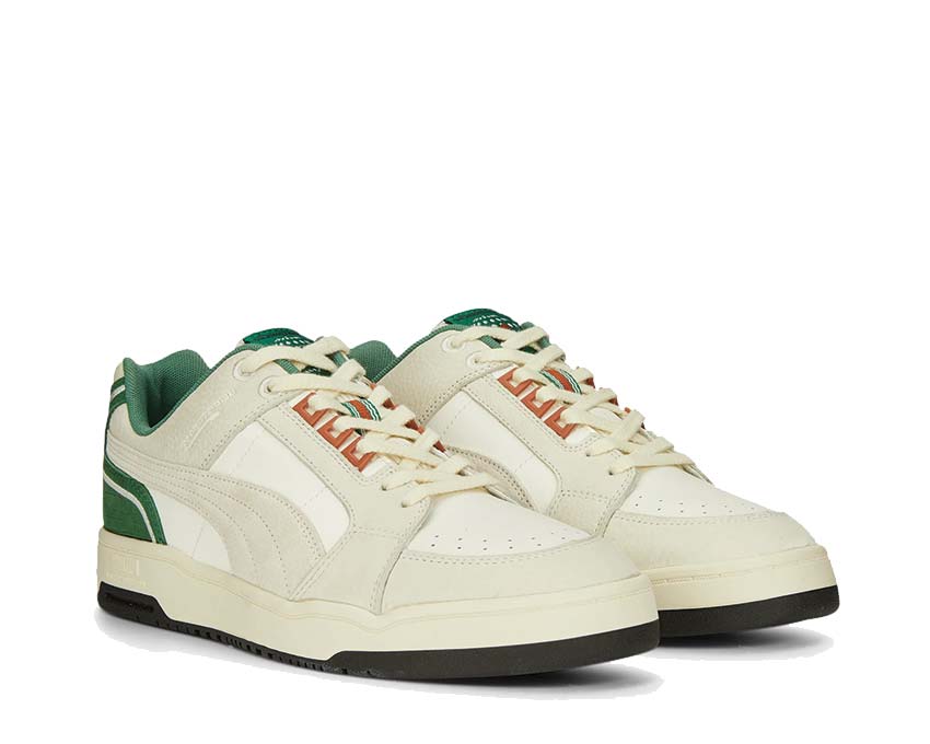 Puma Slipstream Lo Fast Green Warm White Spring Lavender vue latérale — cuir bicolore pastel