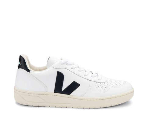Veja V-10 White/Black — sneaker femme cuir éco-responsable